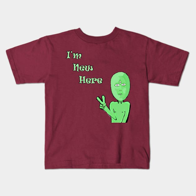 Lonely Alien Little Green Martian Kids T-Shirt by PlanetMonkey